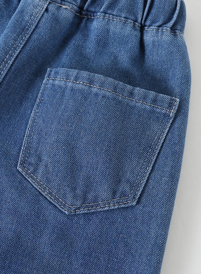 تايك تو بنطال جينز بأرجل واسعة ورقعة نجمة - Image 5